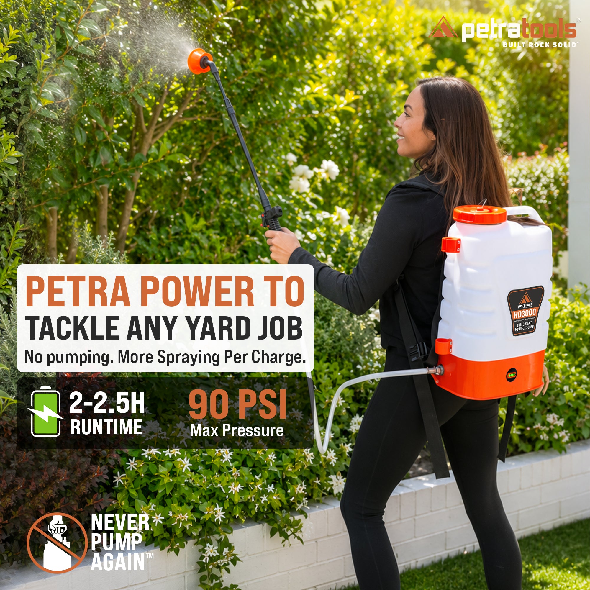 Petratools HD3000 Battery Powered Backpack Sprayer