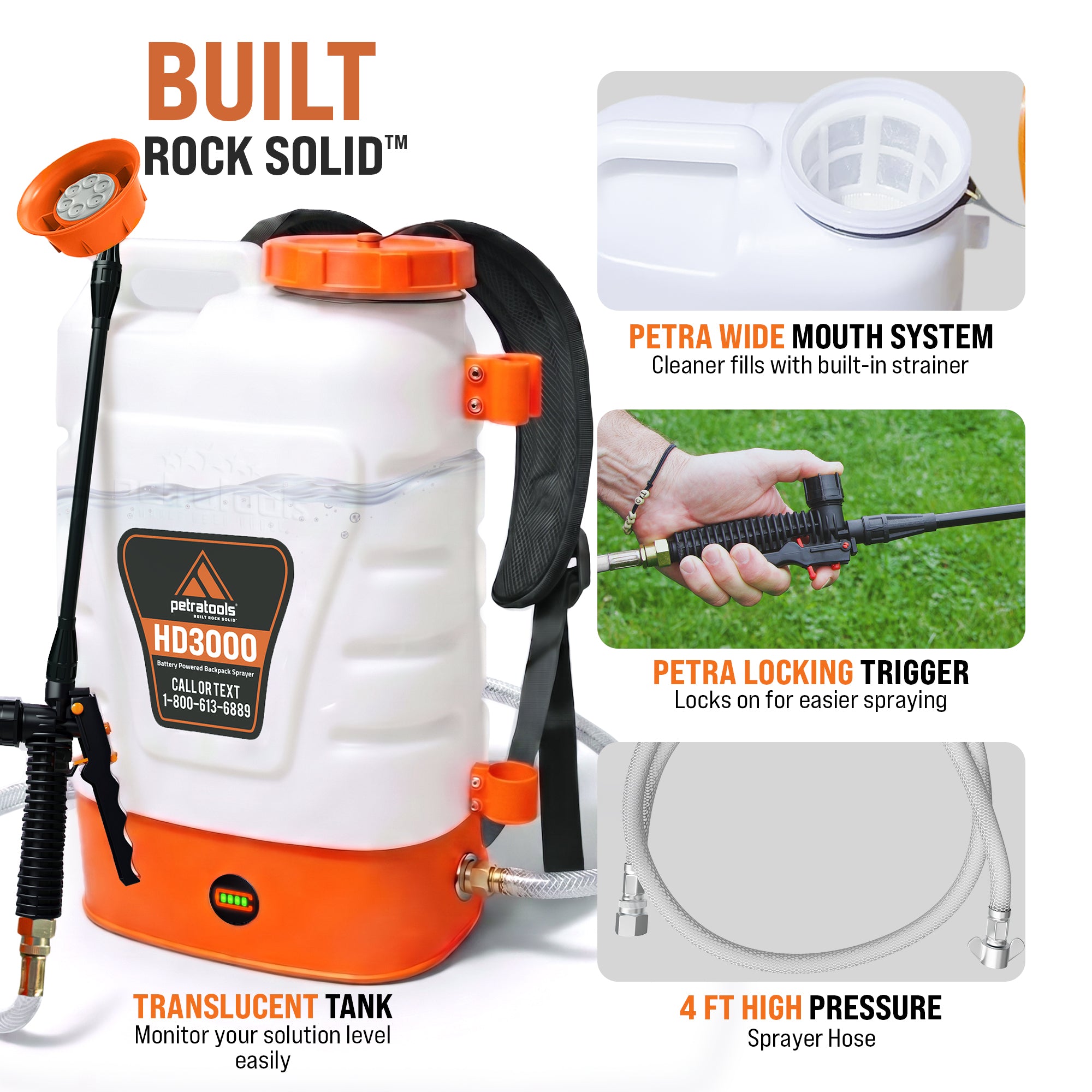 Petratools HD3000 Battery Powered Backpack Sprayer