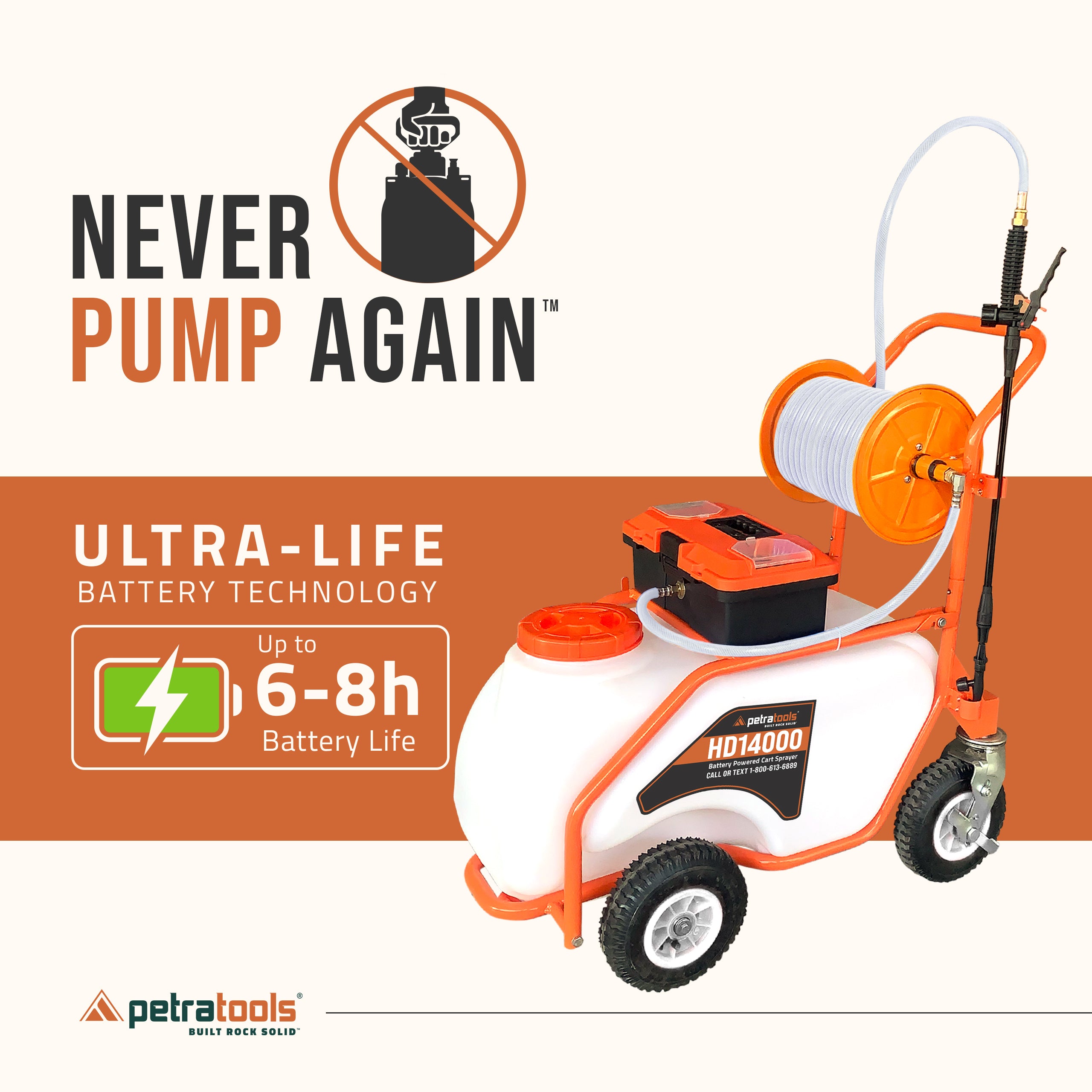 PETRATOOLS BATTERY CART SPRAYER (14 Gallon) HD14000