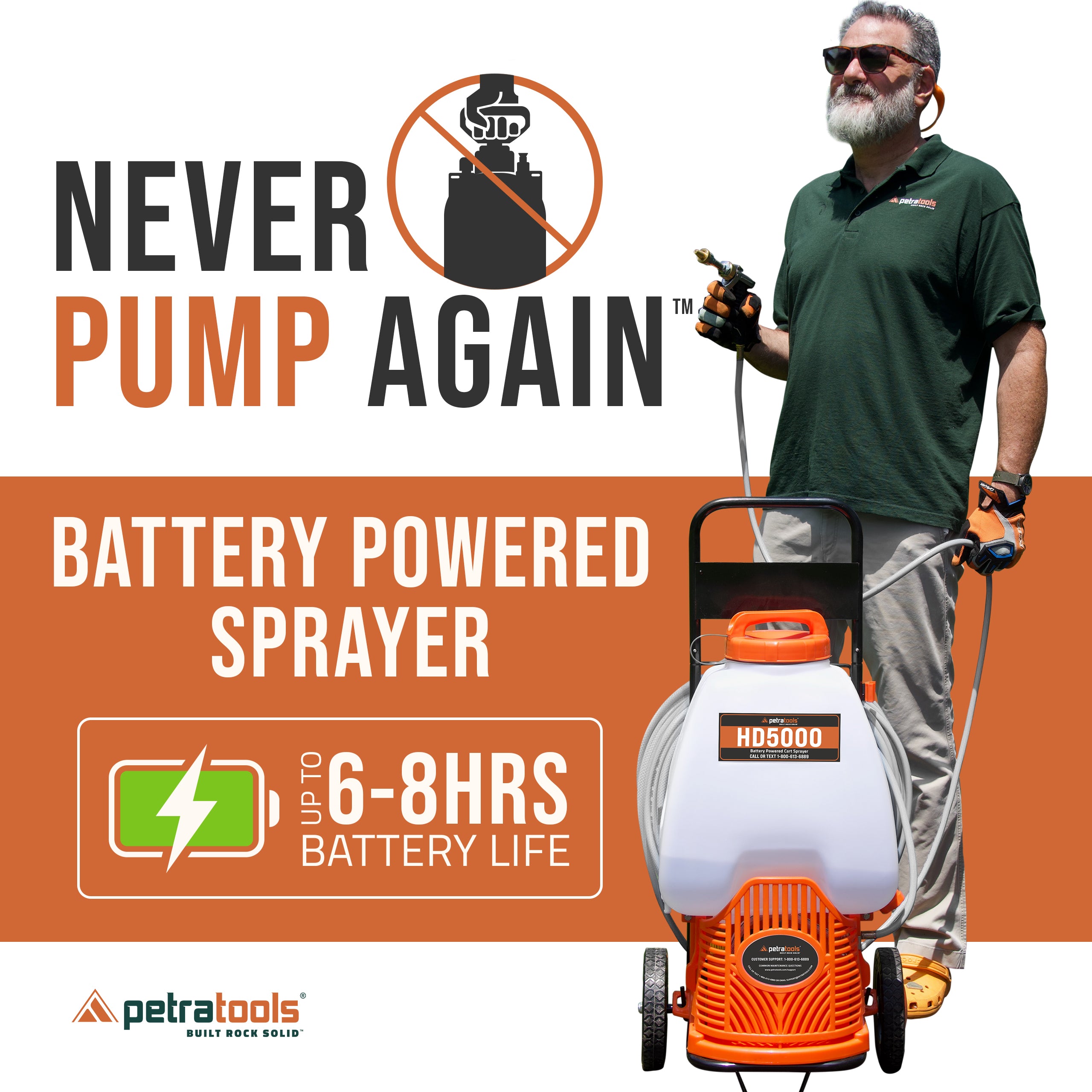 PetraTools Battery Cart Sprayer (6.5 Gallon) - HD5000