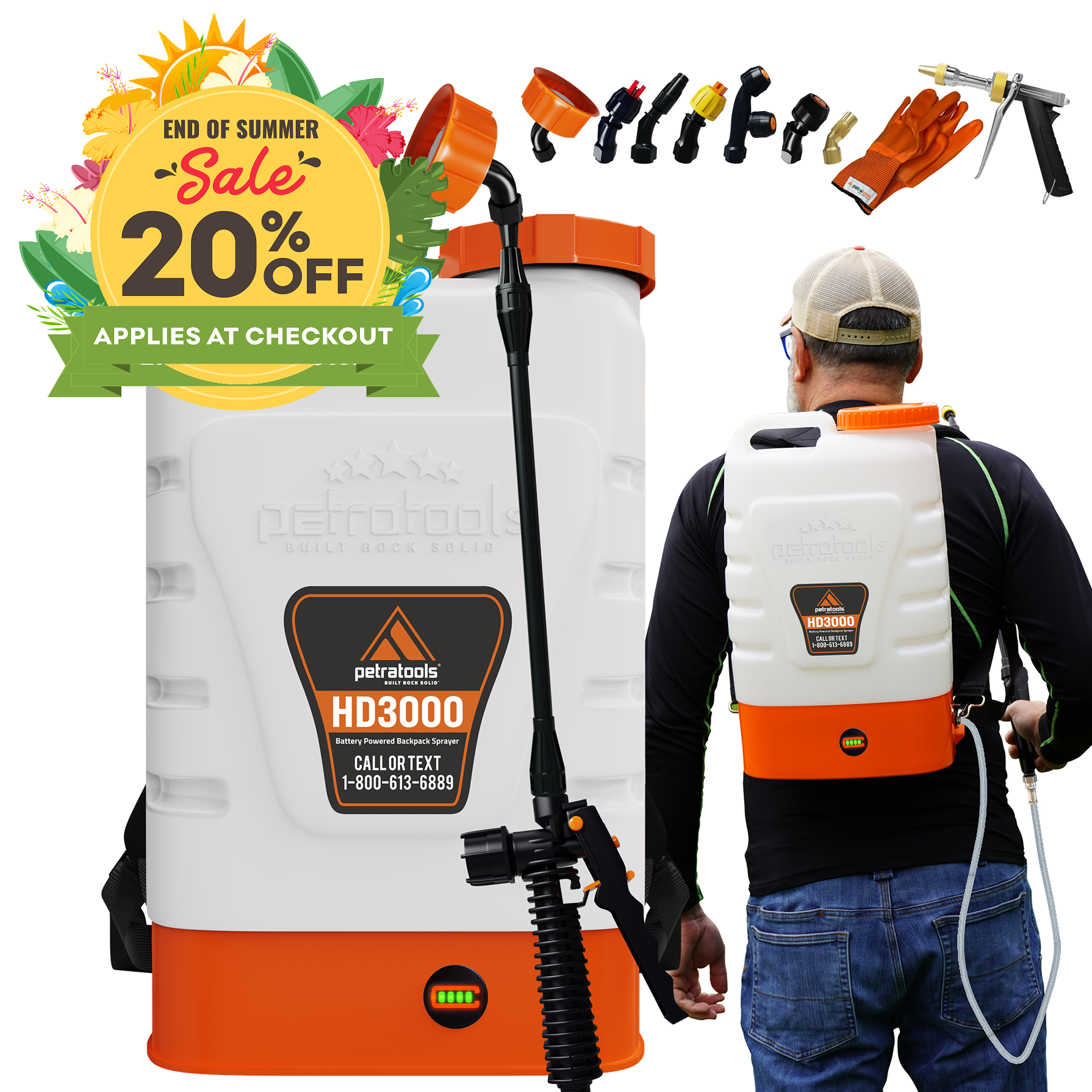 Petratools HD3000 Battery Powered Backpack Sprayer