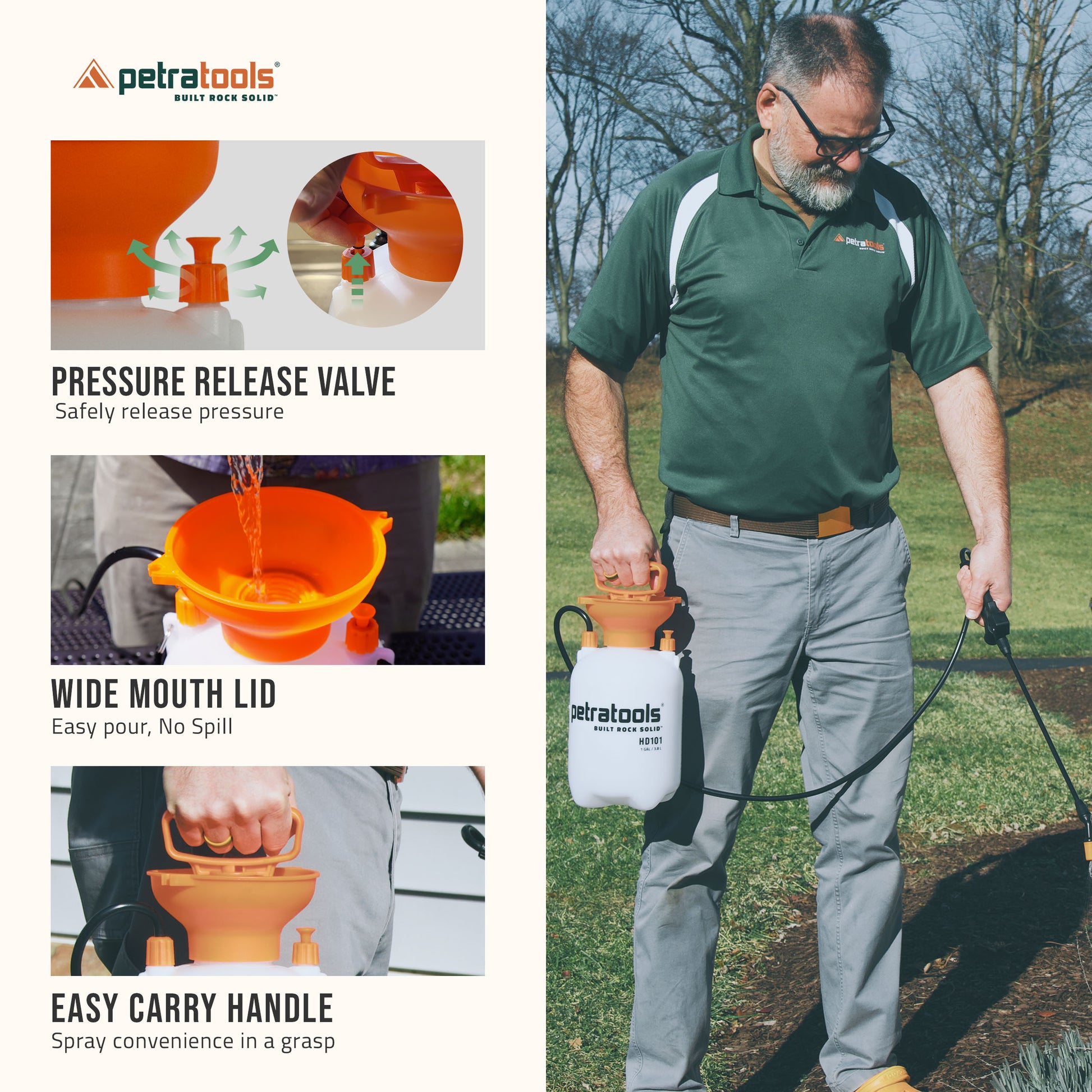 garden sprayer pressure release valve PetraTools 1 Gallon Garden Sprayer, Hand Pump Sprayer, Plant Sprayer & Weed Sprayer, Chemical Lawn Sprayer, Water Sprayer for Plants, 1 Gallon