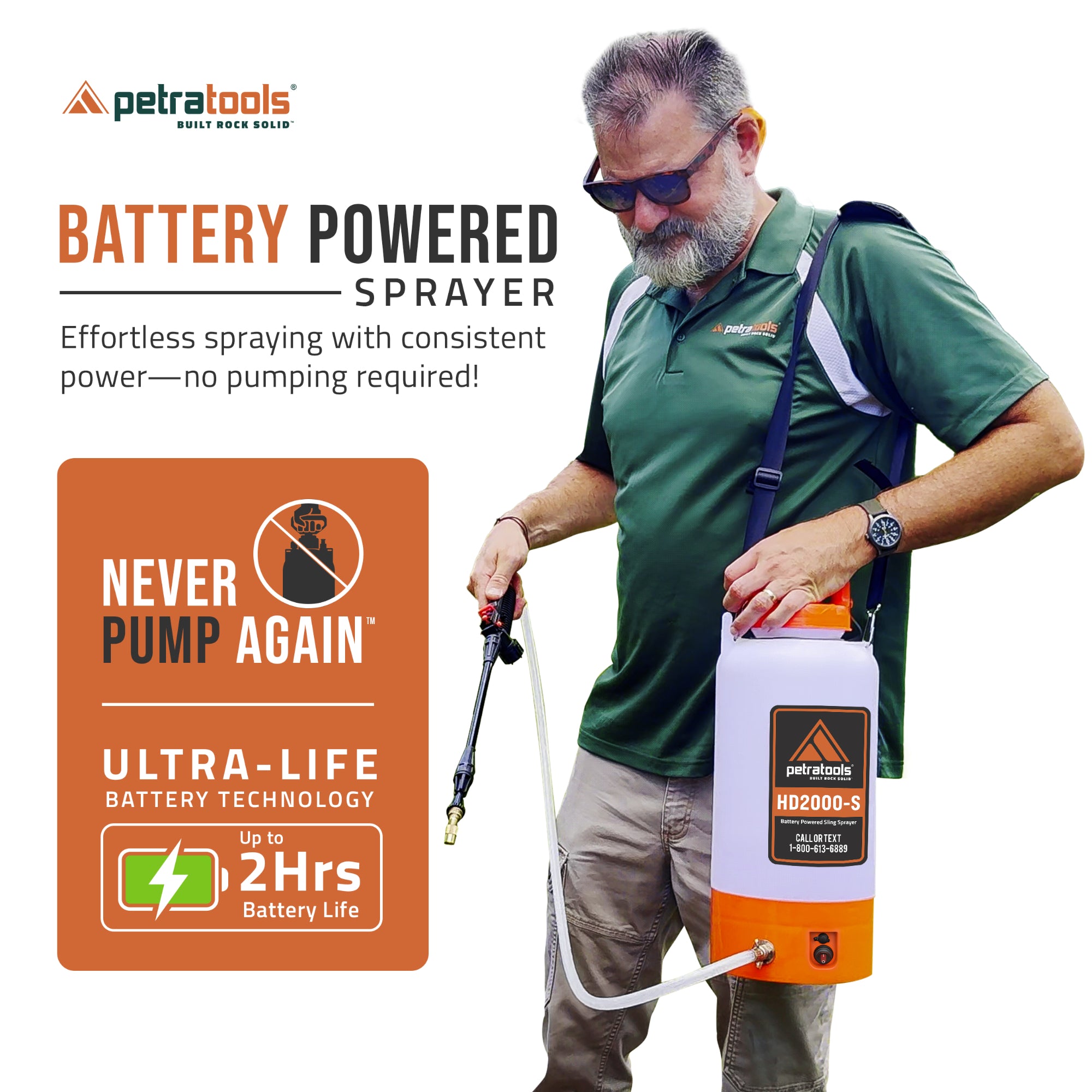 PetraTools 2 Gallon Battery Sprayer - HD2000-S
