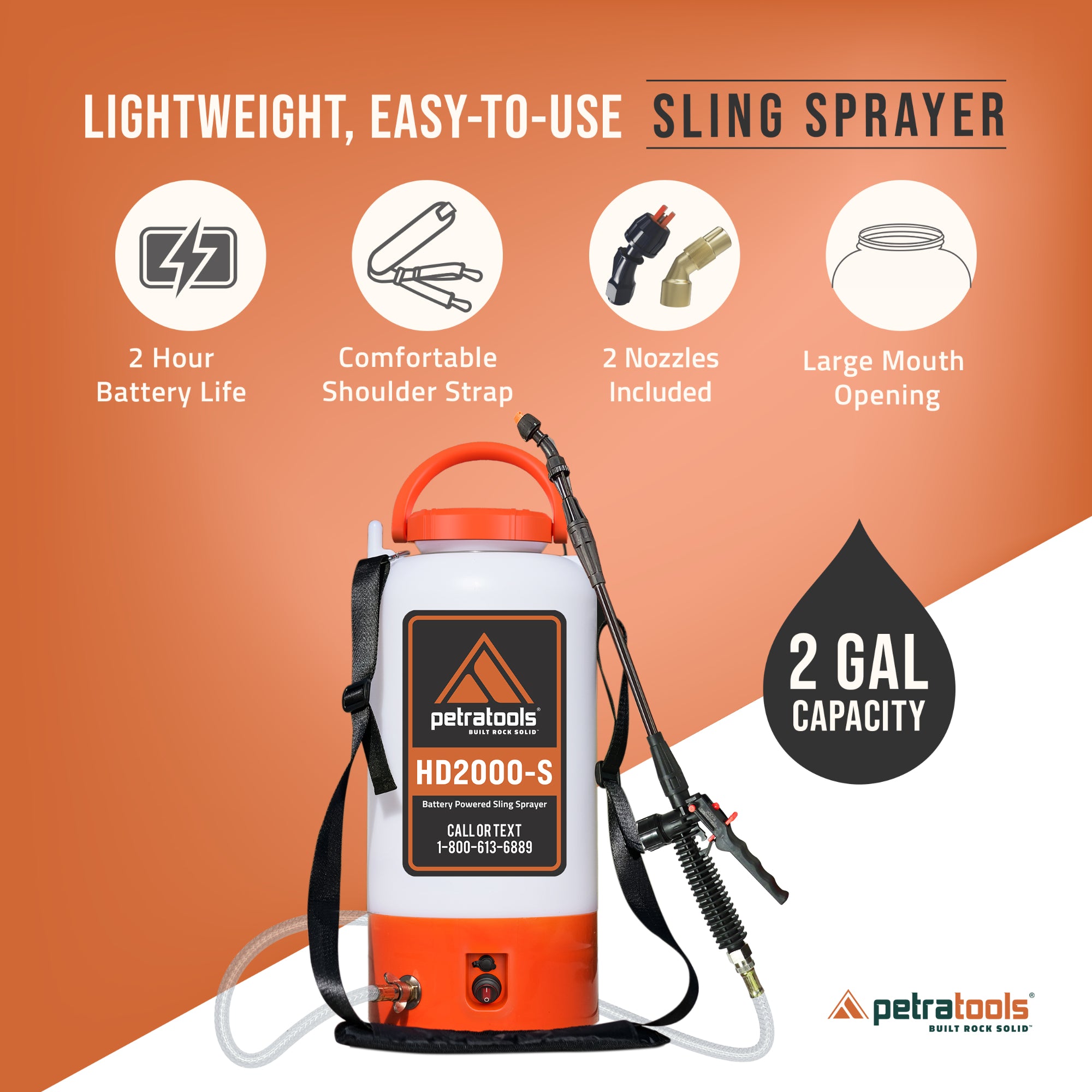 PetraTools 2 Gallon Battery Sprayer - HD2000-S