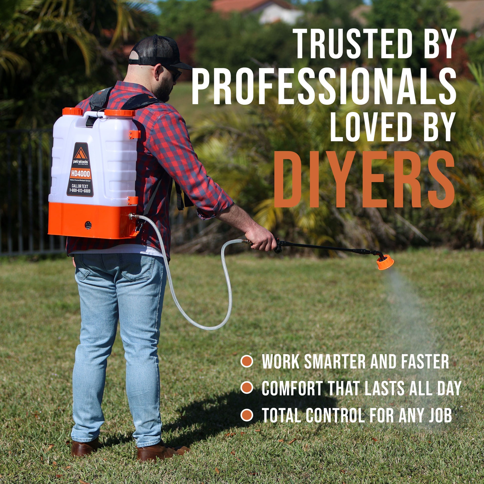 best backpack herbicide sprayer Petratools HD4000 Battery Powered Backpack Sprayer 4 Gallon with cart