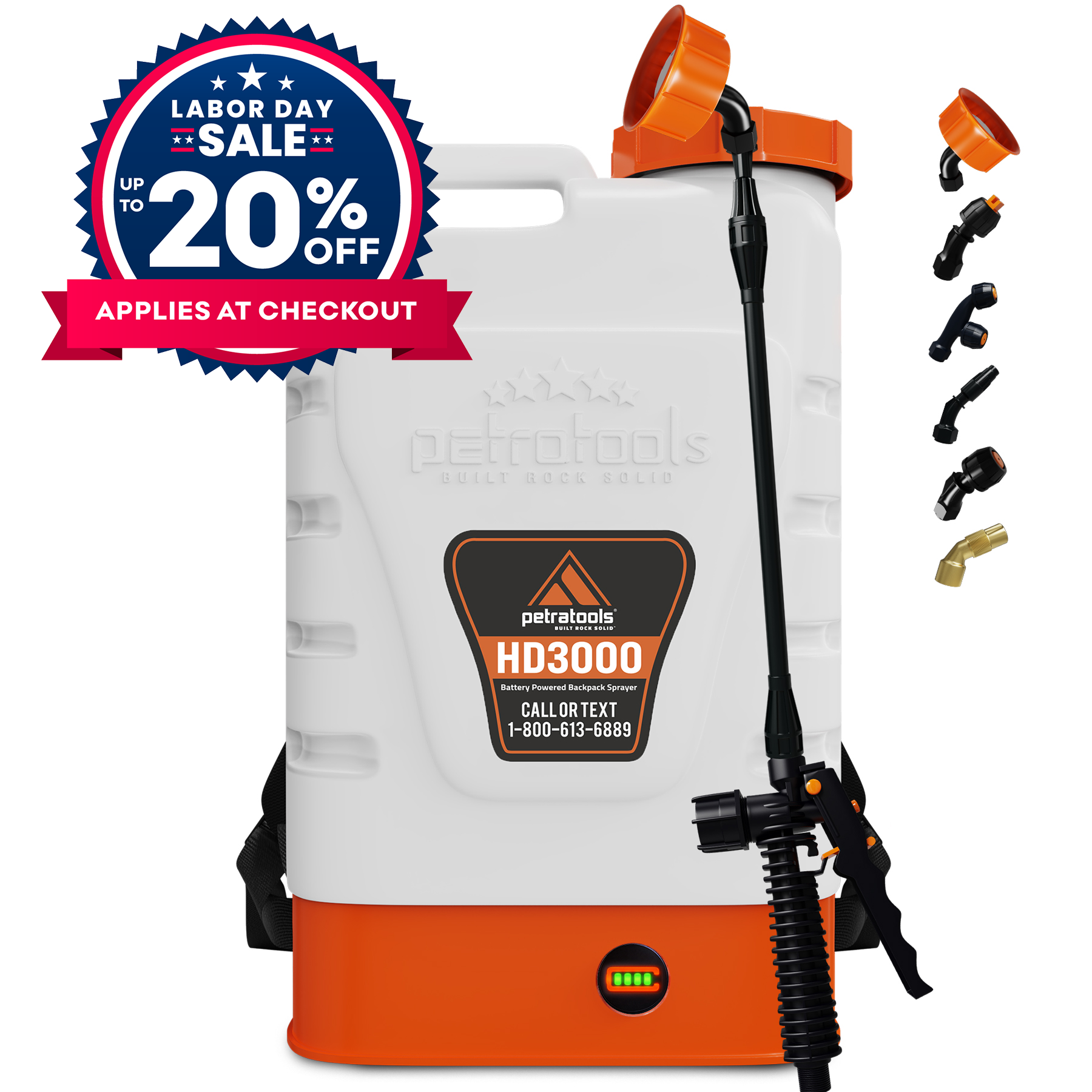 Petratools HD3000 Battery Powered Backpack Sprayer