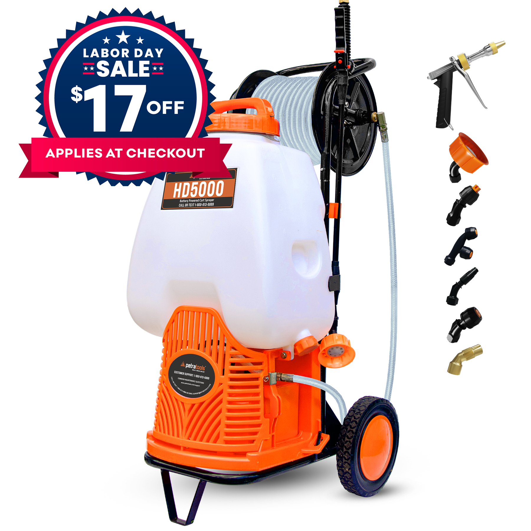 PetraTools Battery Cart Sprayer (6.5 Gallon) - HD5000