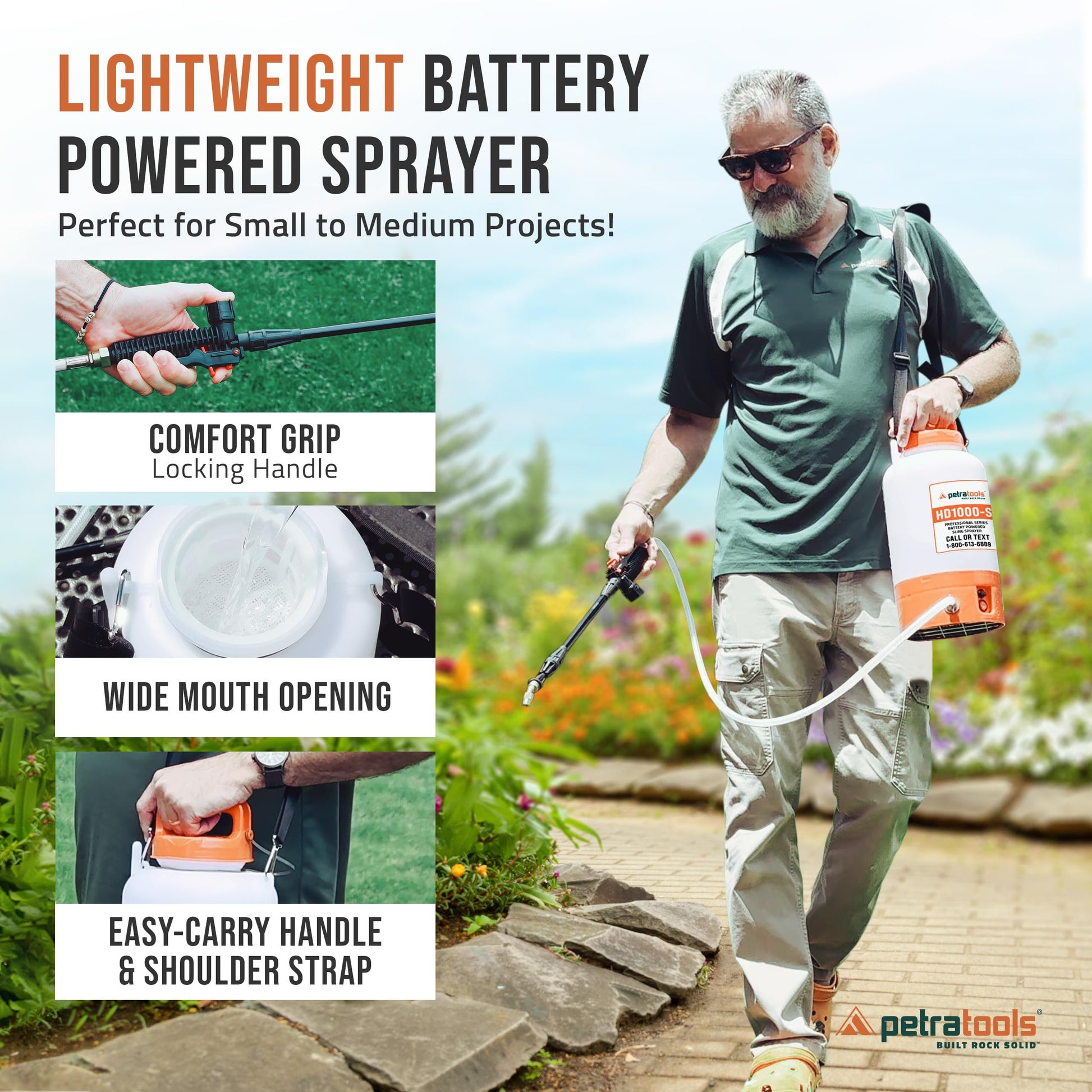 professional herbicide sprayers PETRATOOLS BATTERY SPRAYER (1 Gallon) - HD1000-S